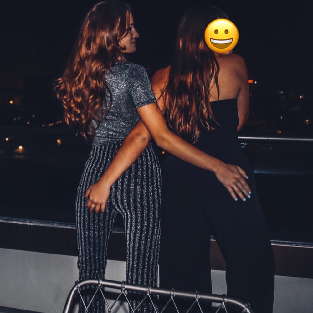 Sparkly striped bell bottom pants!